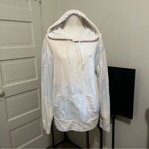 Hollister White Cream &Blue Pastel Tie-Dye Hoodie Pullover Sweater Small EUC Y2K